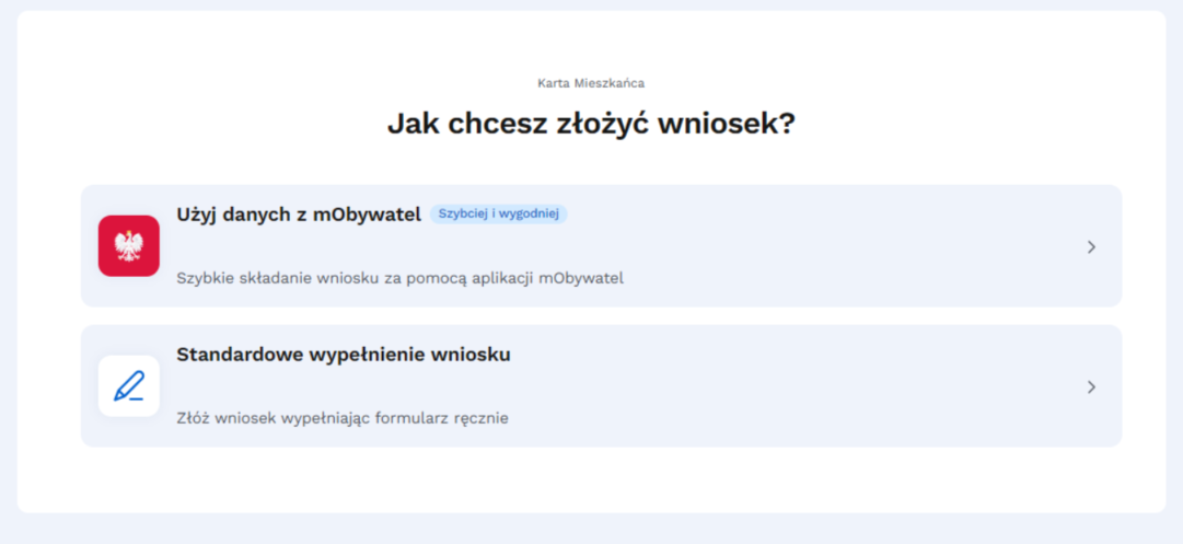 Screen ze strony składania wniosku o kartę Rybka