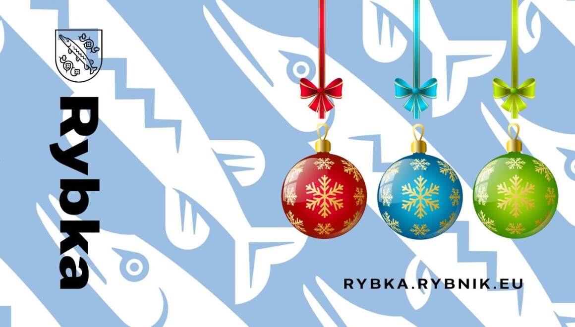 Awers karty Rybka, na niej trzy kolorowe bombki