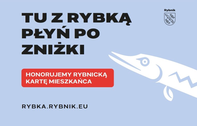 Wzór naklejki: Tu z&nbsp;Rybką płyń po znizki